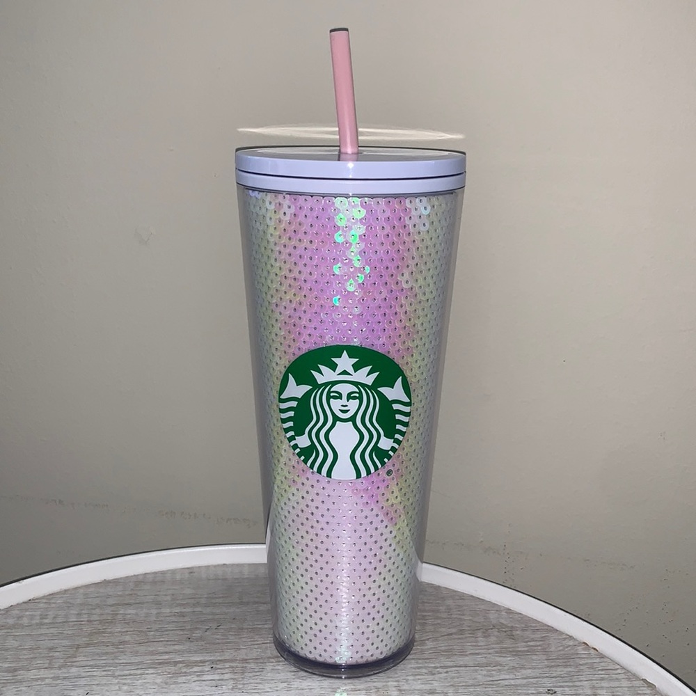 Starbucks 2020 Holiday White+Pink Sequin Tumbler